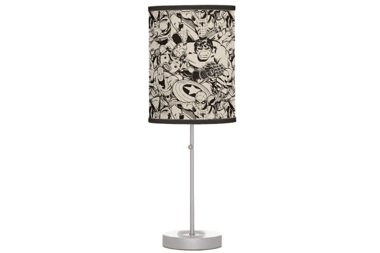 Retro Marvel Heroes Outline Pattern Table Lamp