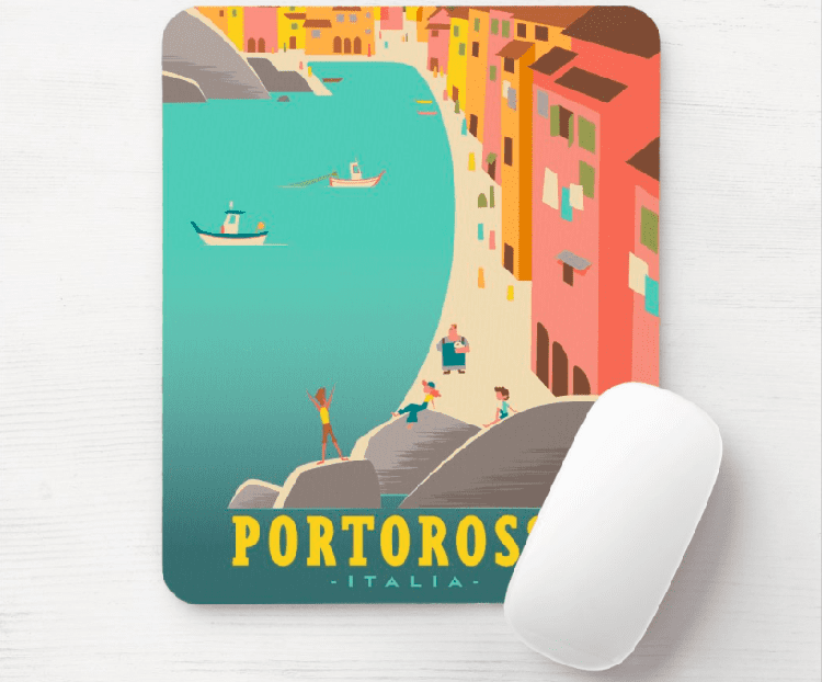 Luca Portorosso Vintage Illustration Mouse Pad