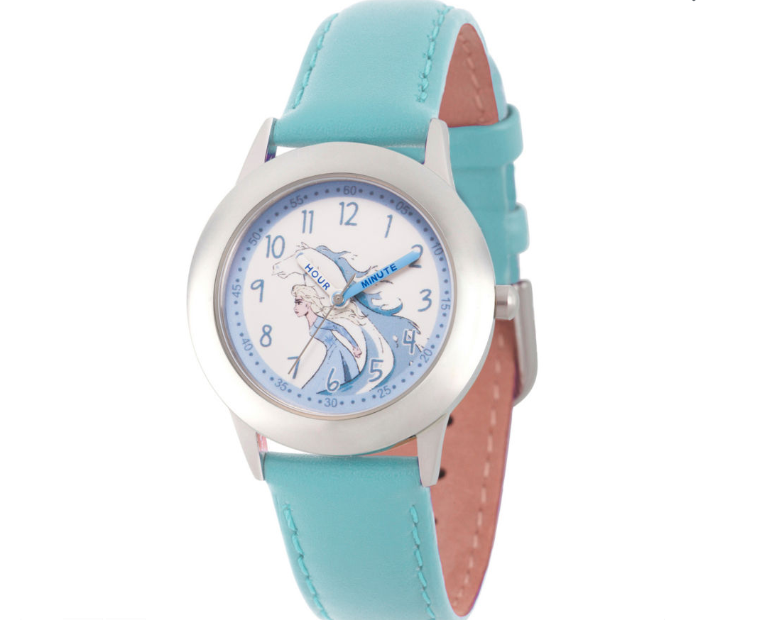 Disney Princess Elsa Frozen Girls Blue Leather Strap Watch