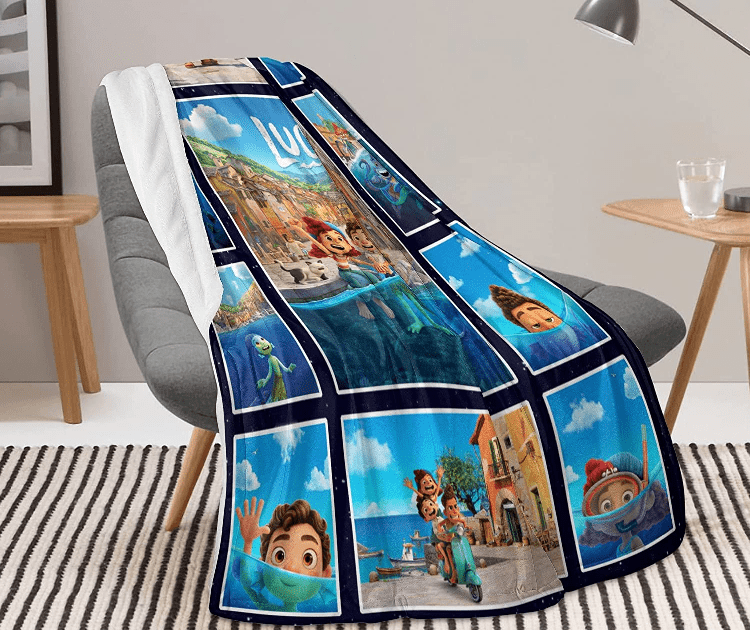 Sea Monster Blanket Soft Cartoon Movie Throw Blanket Best Luca Merch