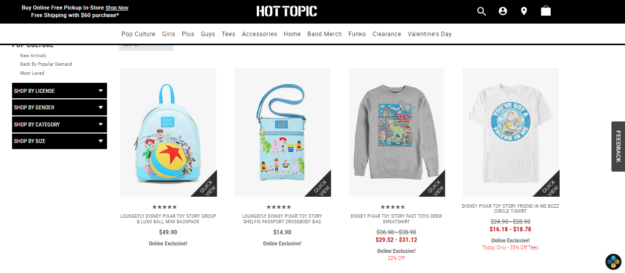 Toy Story Merch at Hot Topic