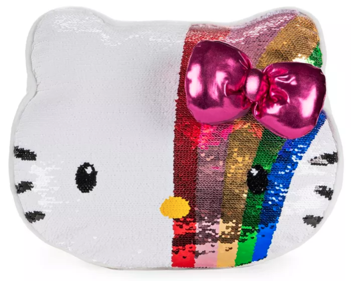 Gund Hello Kitty 11.75 Inch Color Changing Rainbow Sequin Pillow Plush