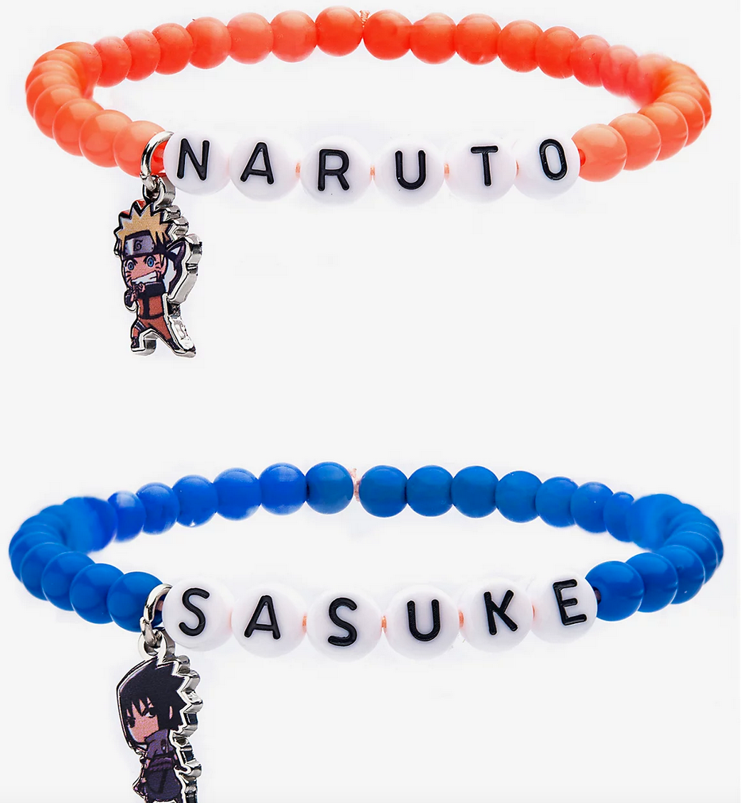 Naruto Shippuden Sasuke & Naruto Best Friend Bead Bracelet Set