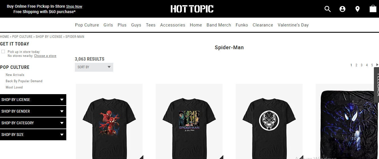 Hot Topic Spider-man Merchandise Collection