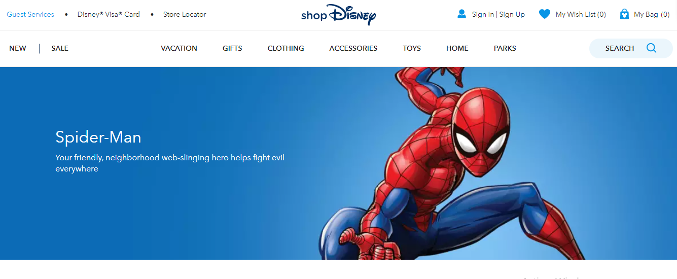 Official Disney Store Spider-man Merchandise Collection