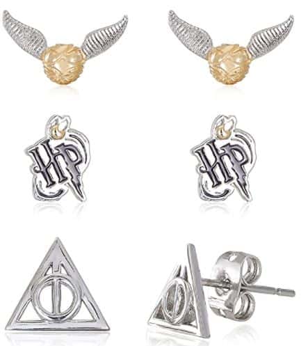 Harry Potter Jewelry for Women and Girls, Silver Plated Snitch, Harry Potter Stud Earrings Set