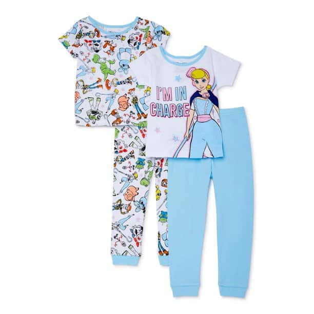 Toy Story 4 Toddler Girls Snug Fit Cotton Short Sleeve Pajamas 4-Piece Set