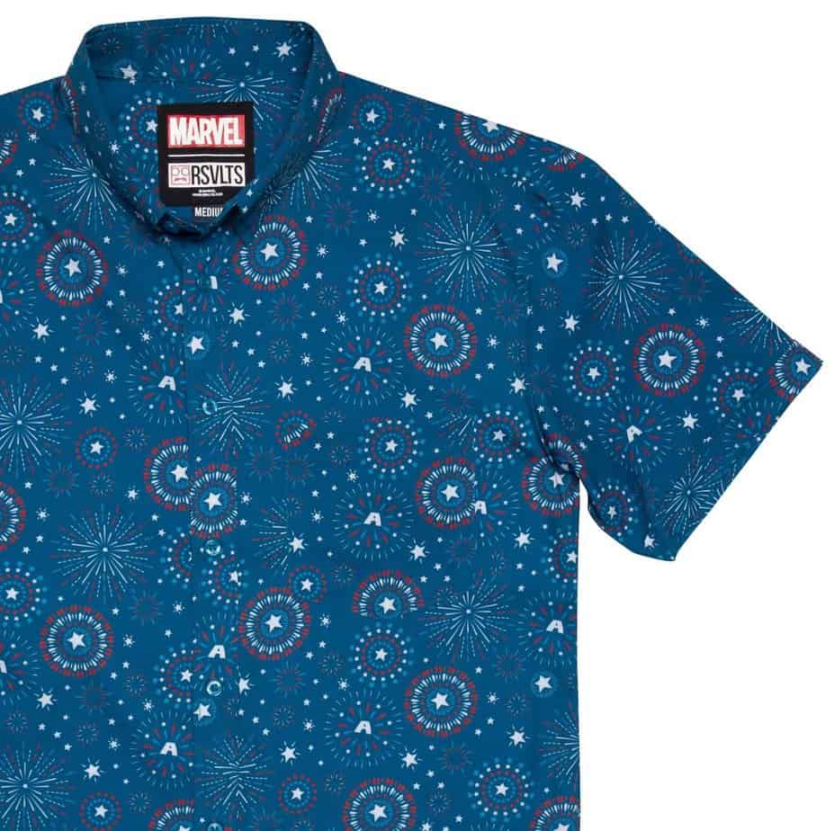 Captain America Firework Button Up