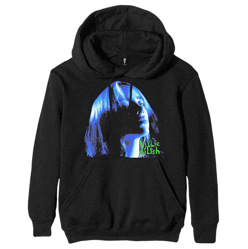 Billie Eilish Neon Shadow Blue Hooded Sweatshirt