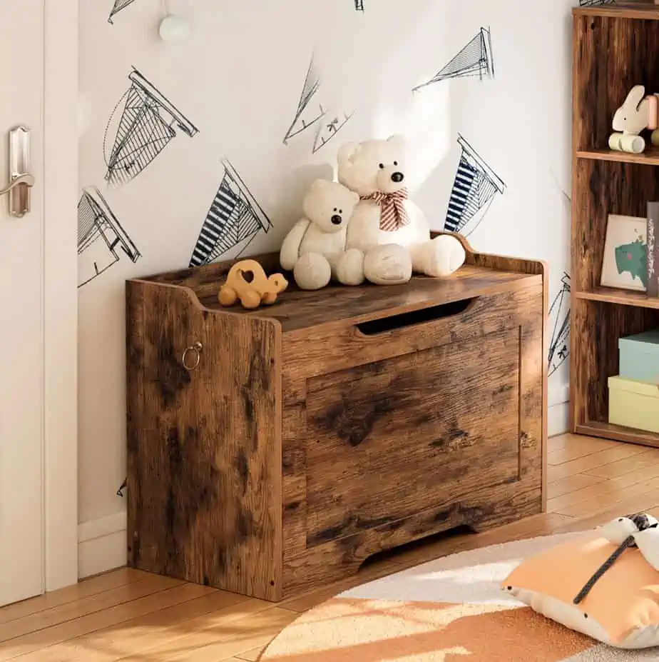 Kids Toy Box with Safety Hinges