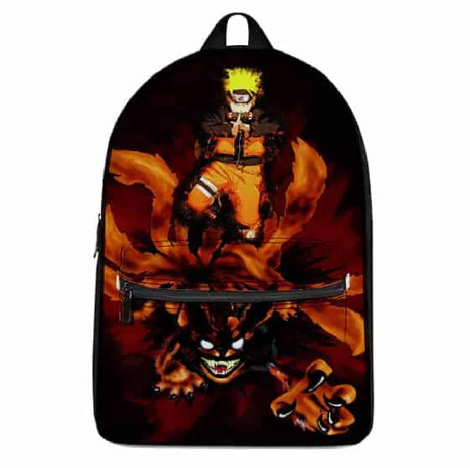 Badass Naruto and Nine-Tailed Demon Fox Kurami Knapsack Bag