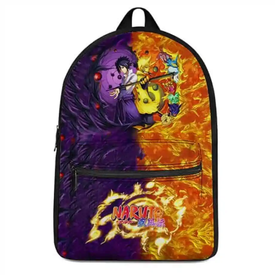 Powerful Naruto Jinchuuriki & Sasuke Sharingan Art Bookbag