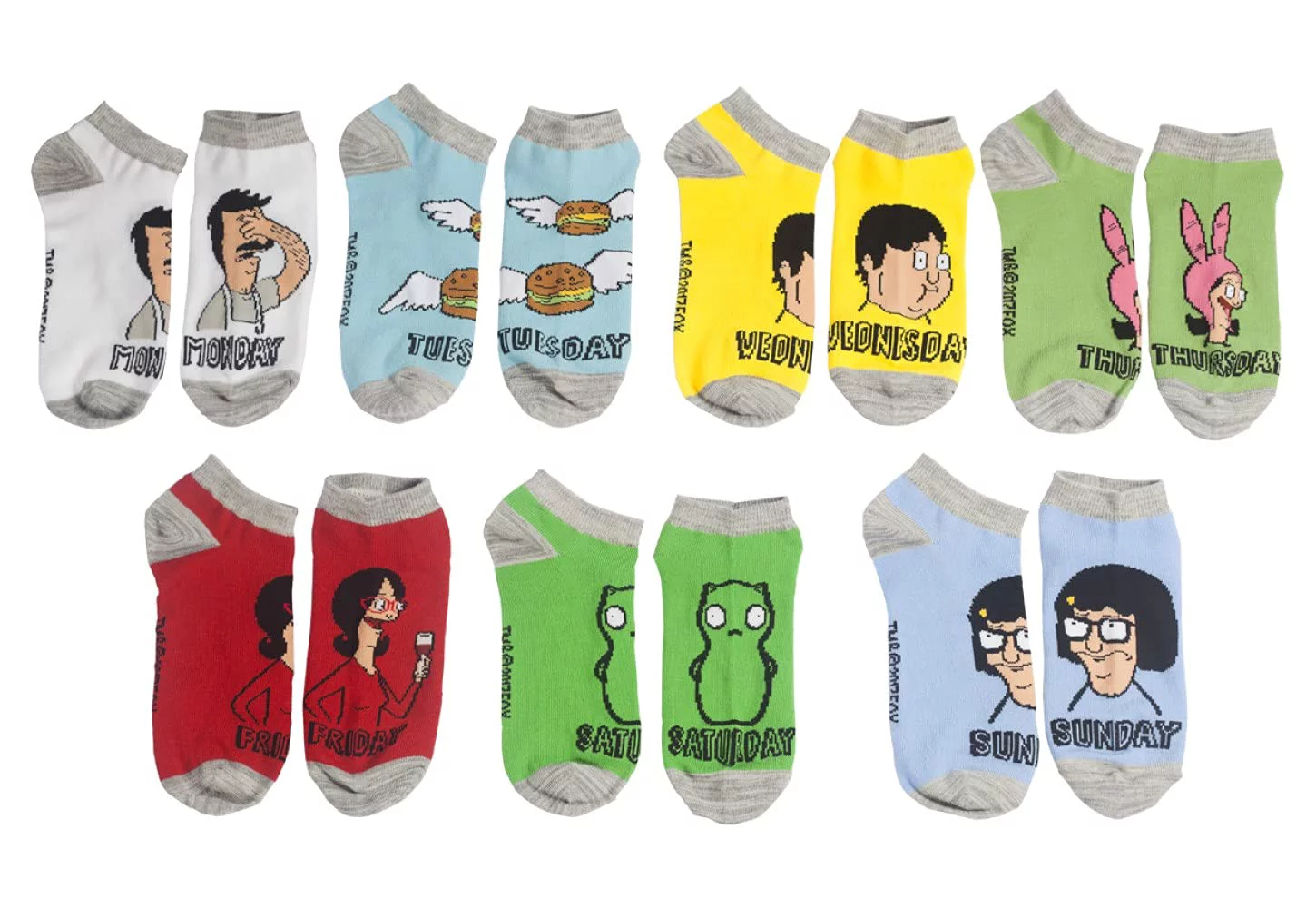 bob's burgers 7 days of belchers socks