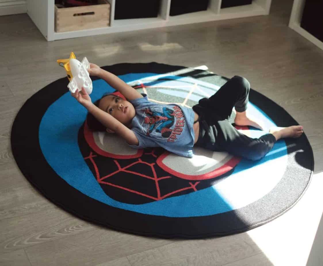 Marvel Spider Man Miles Morales Mask Round Printed Area Rug