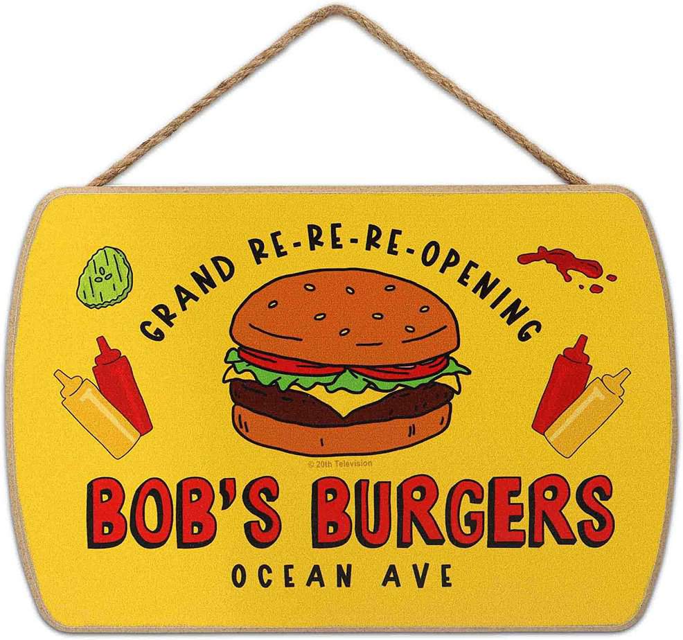 open road brands bob's burgers grand re-re-reopening hanging wood wall decor